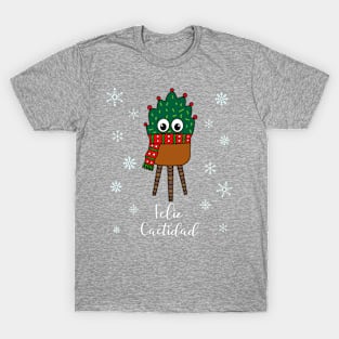 Feliz Cactidad - Christmas Cactus With Scarf T-Shirt